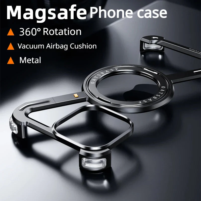 iPhone 16 Pro Max Z Shape Metal Case Frame Less Magnetic Ring with Magsafe - Black